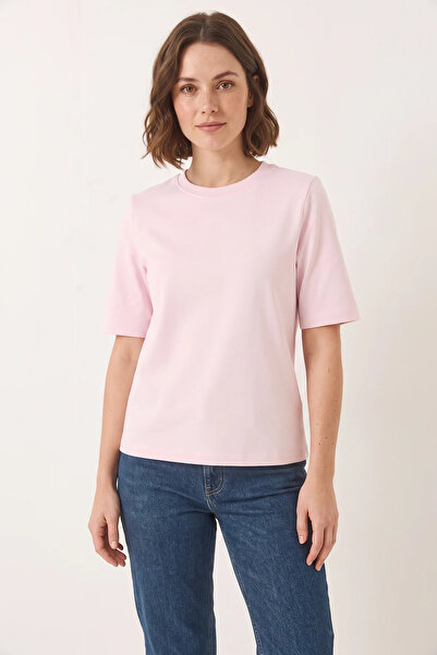 Efnaz style Women's Crew Neck Padded Cotton T-Shirt Light Powder