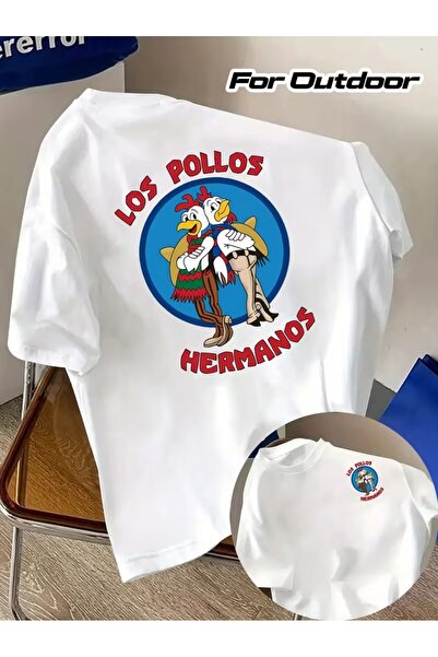 AEMİ Unisex Los Pollos Hermanos Printed Oversize Crew Neck T-Shirt