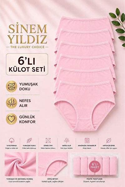 Sinem Yıldız Çamaşırları Sinem Yıldız Women's 95% Cotton High Waist Panties 6...