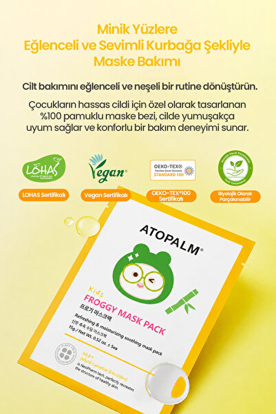 Atopalm Çocuklara Özel Cilde Serinletici Etki Sunan Yaprak Maske Froggy Mask Pack Kids