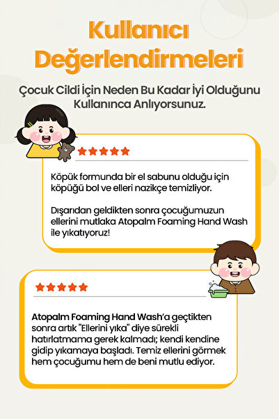 Atopalm Çocuklara Özel Nemlendirici Etkili Yumuşak ve Yoğun Dokulu Köpük El Sabunu Foaming Hand Wash