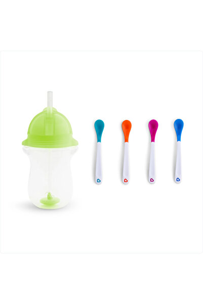 Munchkin Click-Lock Tip Straw Training Cup, 12 Months+, 296ml, Green and Heat...