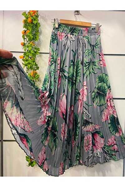 edu collection Patterned Chiffon A-Line Skirt Lined