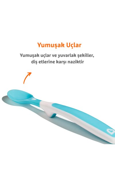 Munchkin 3-Compartment Splash-Proof Plate Set Blue/Green and Soft-Tipped 6-Piece Colorful Baby Spoons Set of 2