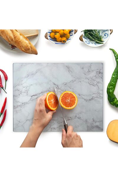 MODERN Glass Cutting Board 16"x12": Tempered Glass Kitchen Counter Protector ...