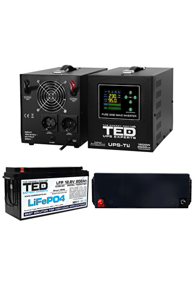 TED Electric Pachet UPS 2000VA/1200W Runtime Extins cu Acumulator Extern LiFe...