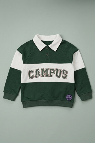 zumino Unisex Kids Polo Collar Sweatshirt College Printed