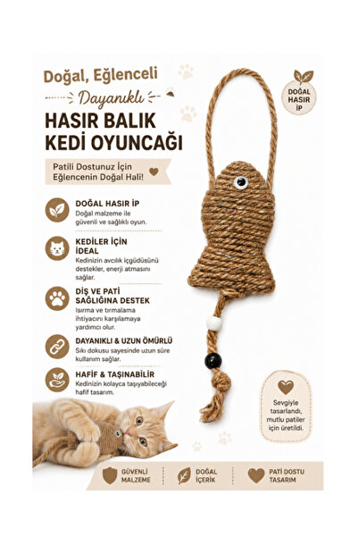 Generic Brand Natural Straw Rope Fish Cat Toy - Scratching and Entertainment ...