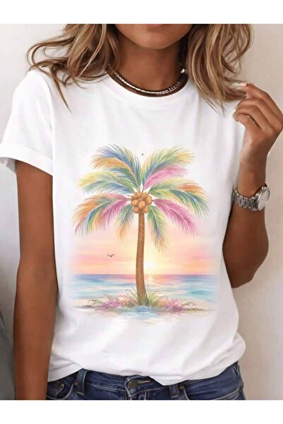 25W Elegant Women's Shirt, Crew Neck Short Sleeve Casual Top, Nature Inspired...