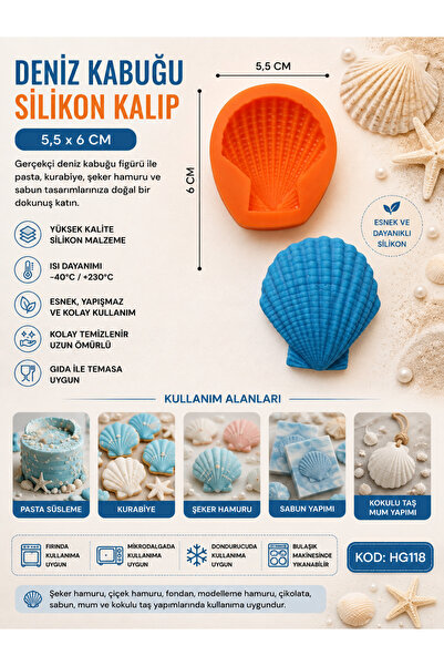 pratikpastacılık Seashell Figured Silicone Mold 5.5 X 6 cm – Cake, Cookie, an...