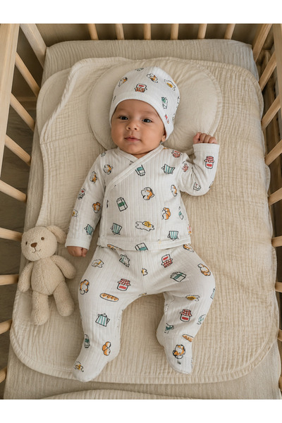 Tiffany Breakfast Theme 3-Piece Hat and Booties Baby Set 35078