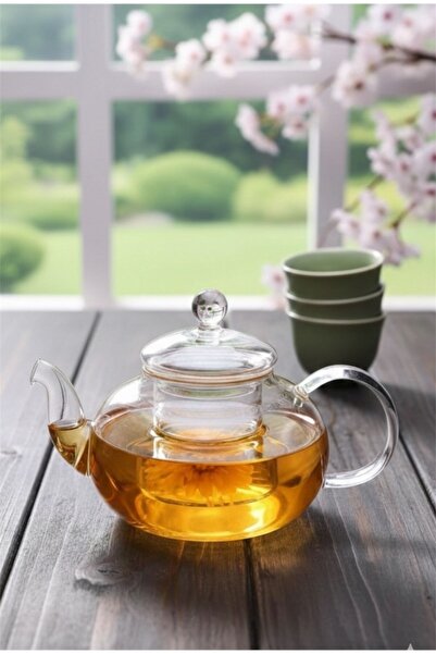 Hellomani Borosilicate Glass Lid Glass Strainer Teapot 1000 ml