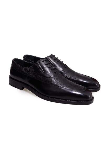 FRANCO CALVANI Black Color Lace-Up Genuine Leather Men's Shoes
