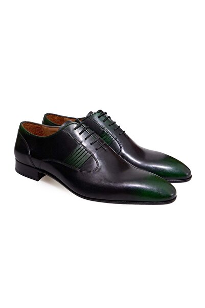 FRANCO CALVANI Green Color Lace-Up Genuine Leather Men's Shoes