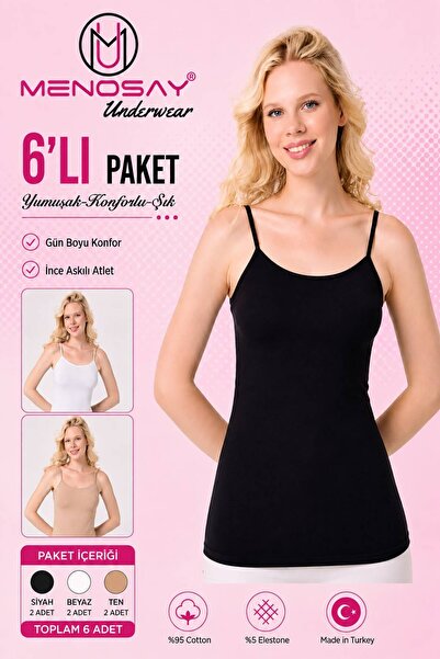 6'lı paket ip askılı karışık atlet