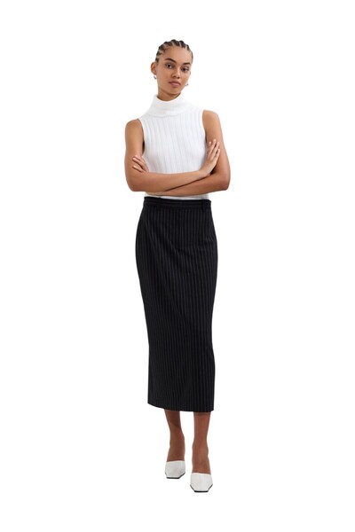 French Connection Women Morgan Tailored Pinstripe Midi Skirt
