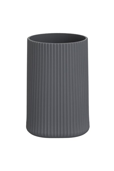 Zâna Casei Gray Plastic Toothbrush Holder with Lines Pattern 7x7x12cm