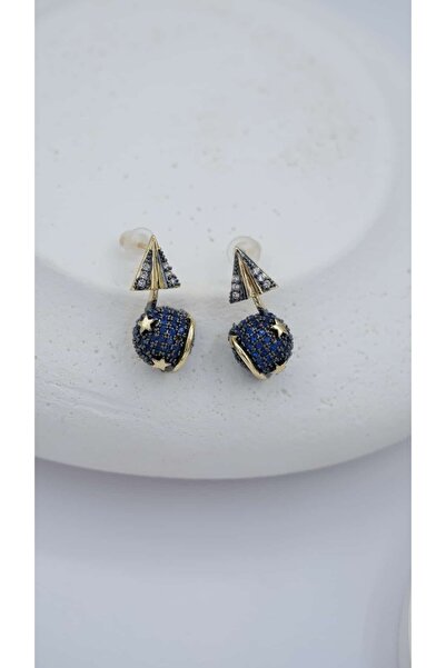 Jerie Blue Zircon Stone World Design Earrings
