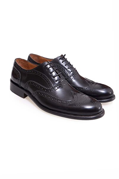 FRANCO CALVANI Black Color Lace-Up Genuine Leather Men's Shoes