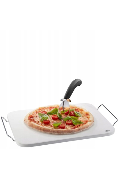 GEFU Set DARIOSO: Cuțit pentru pizza + piatră cu suport dreptunghiular