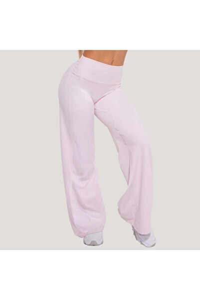 GymBeam Pantaloni drepți Flow de damă, roz pudrat, mărimea S