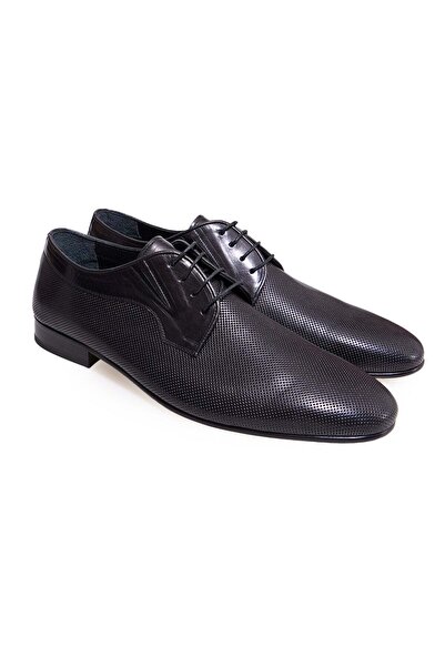 FRANCO CALVANI Black Color Lace-Up Genuine Leather Men's Shoes