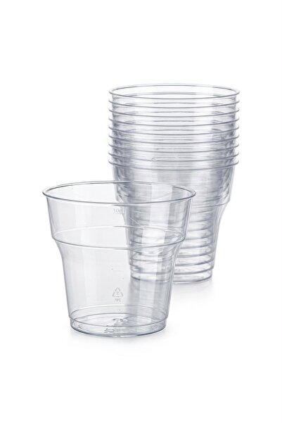 25 Adet Şeffaf Kristal Mika Bardak - Sert Plastik, Yüksek Kalite | 180 cc (25'li Paket)