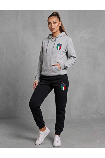 CLOTHES33 Hooded Sweatshirt 2-Piece Winter Embossed Italian Printed Women's /...