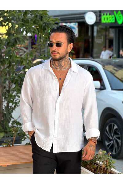 manch collection Oversize Basic Müslin Kumaş Gömlek