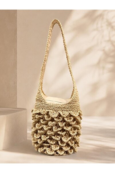 Luminos Butik Μπεζ Ψάθινη Τσάντα CNT1117