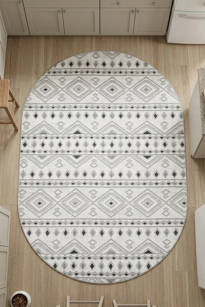 Raschel Carpet Premium Bohem Yıkanabilir Leke Tutmaz Modern Mutfak Halısı Etn...