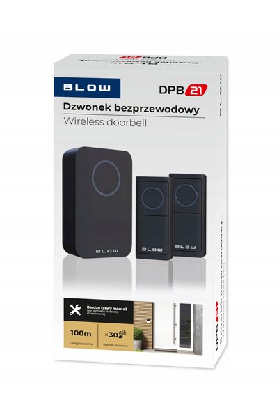Blow Sonerie wireless neagră IP44, 30 de melodii, rază de acțiune 100 m