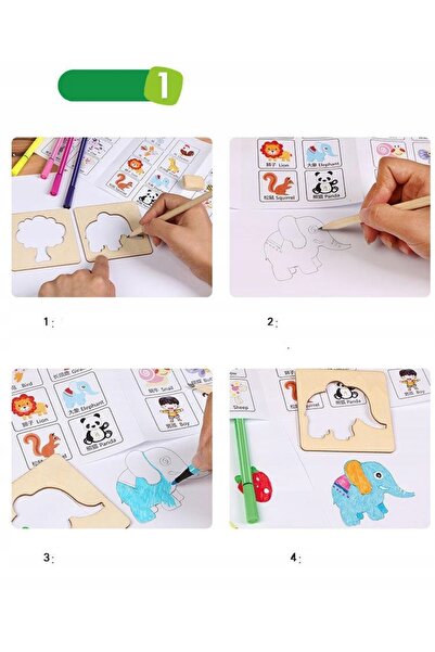 NiceKids Set creativ: șablon de pictură și puzzle din lemn