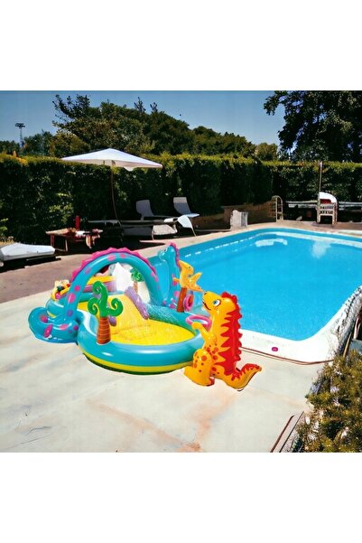 Intex Piscină gonflabilă pentru copii cu dinozauri și tobogan, 280L