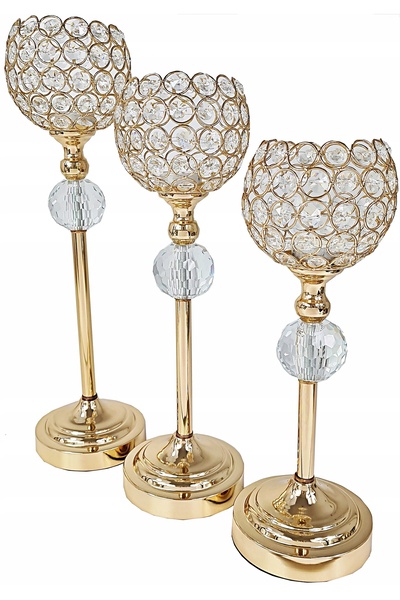 NO BRAND Set de suporturi pentru lumânări GLAMOUR cu cristale