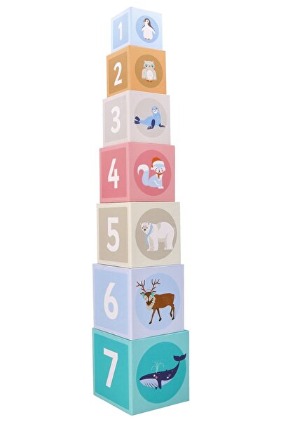 adam toys Piramida de cuburi Animale arctice Blocuri Figurine Turn Educativ E...