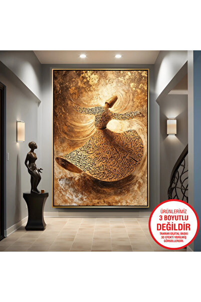 EMYA HOME Πίνακας ζωγραφικής Semazen με ανάγλυφη εμφάνιση σε χρυσό μεταλλικό ...