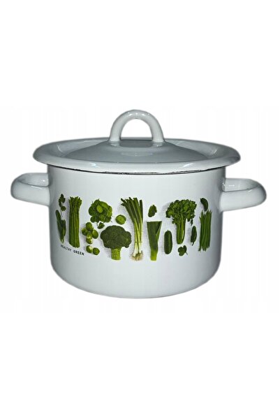 NO BRAND Oală emailată de 20 cm, 4,5 L, cu capac, pentru legume
