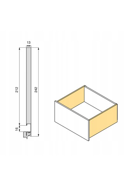 NO BRAND Sertar VERTEX 3D EMUCA alb b. înalt H-242 L-450 extensie completă 60kg