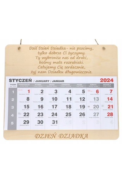 NO BRAND Calendar din lemn „Ziua bunicului” pentru bunic