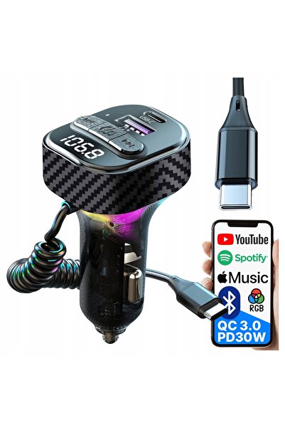 NO BRAND Transmițător FM Bluetooth 5.3 cu încărcător auto PD 30W QC3.0, cablu...