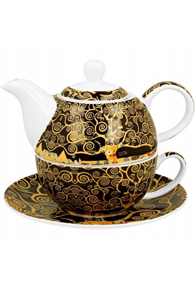 NO BRAND Set cană și farfurioară Gustav Klimt Arborele Vieții 350 ml pentru c...