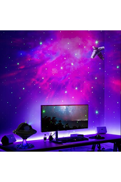 NO BRAND Proiector de cer înstelat LED UFO, lampă de veghe + telecomandă pent...