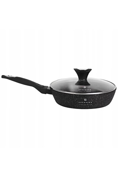 NO BRAND Tigaie adâncă antiaderentă cu capac, 26 cm, cu înveliș de marmură, p...