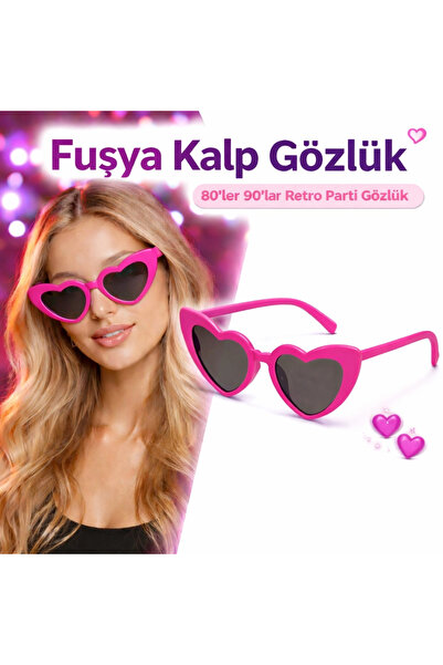 SORA GROUP Pink Retro Heart Glasses – 80S 90S Style Party Glasses