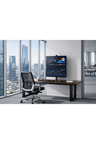 NO BRAND Suport de birou robust, vertical, pentru două monitoare 17″-34″ VESA...