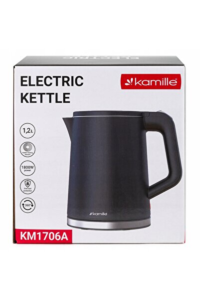 Kamille Fierbător electric gri de 1800W, 1.2L, cu bază rotativă