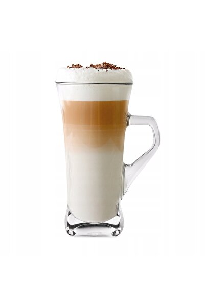 NO BRAND Set de 6 căni de cafea latte din sticlă cu mâner Altom Design Geo 33...