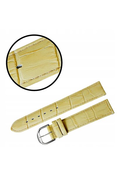 NO BRAND CUREA REDA 18 mm CROCODIL, curea bej, cusături bej, mată