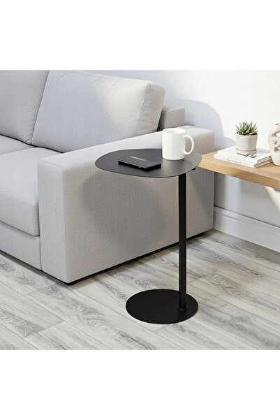 Vilde Măsuță de cafea Măsuță laterală Suport pentru laptop Metal Negru Mat 53 cm